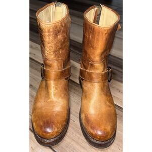 Frye Company Women's Brown Leather Ankle Bootie Heel, Size 6M western